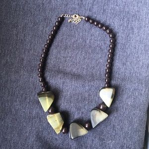 H&M beaded and stone necklace in brown and green
